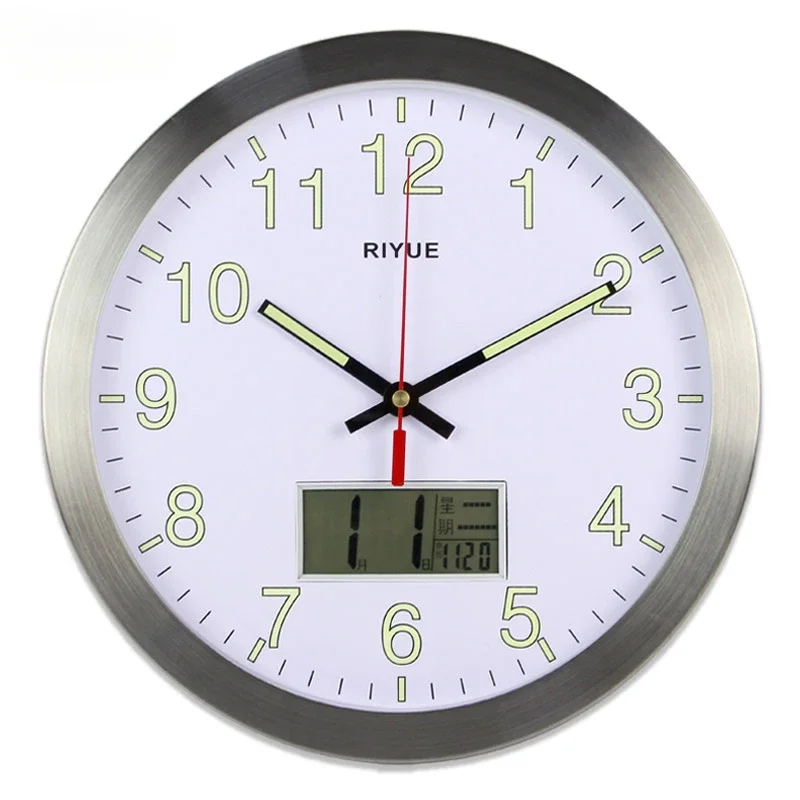

Silent living room luminous wall clock household calendar bedroom quartz