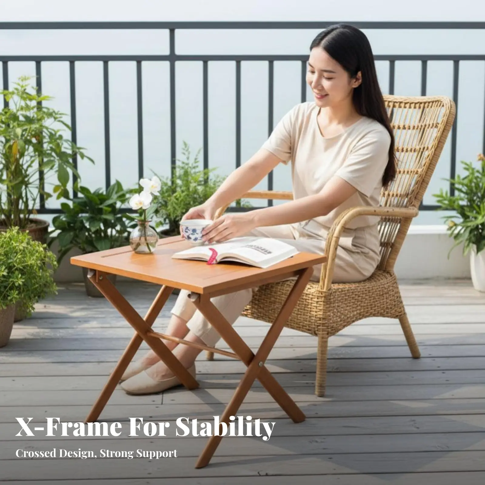 

Woven Rope Recliner Foldable Design Lounge Chair Portable Year-Round Use for Families, Seniors, Patio, Garden