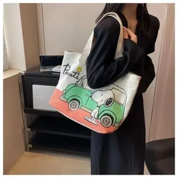 Snoopy Cartoon Animation Picture Student Tutoring Canvas Bag Large Capacity Portable Shoulder Bag Mommy Messenger Bag Women