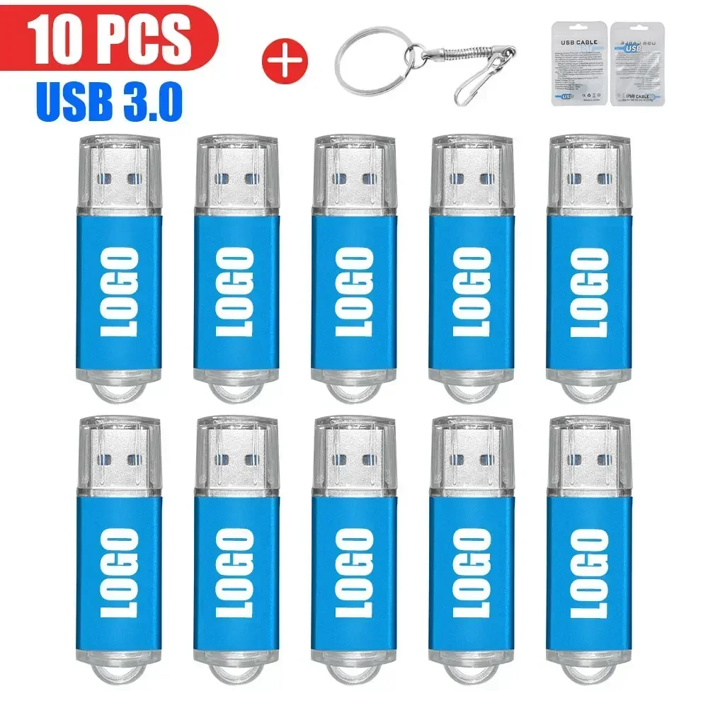 10PCS/lots Pen Drive 3.0 cle usb Flash Drives Metal Pendrive 8GB16GB 32GB 64GB 128GB U Disk flash Stick Free Logo memorias Usb