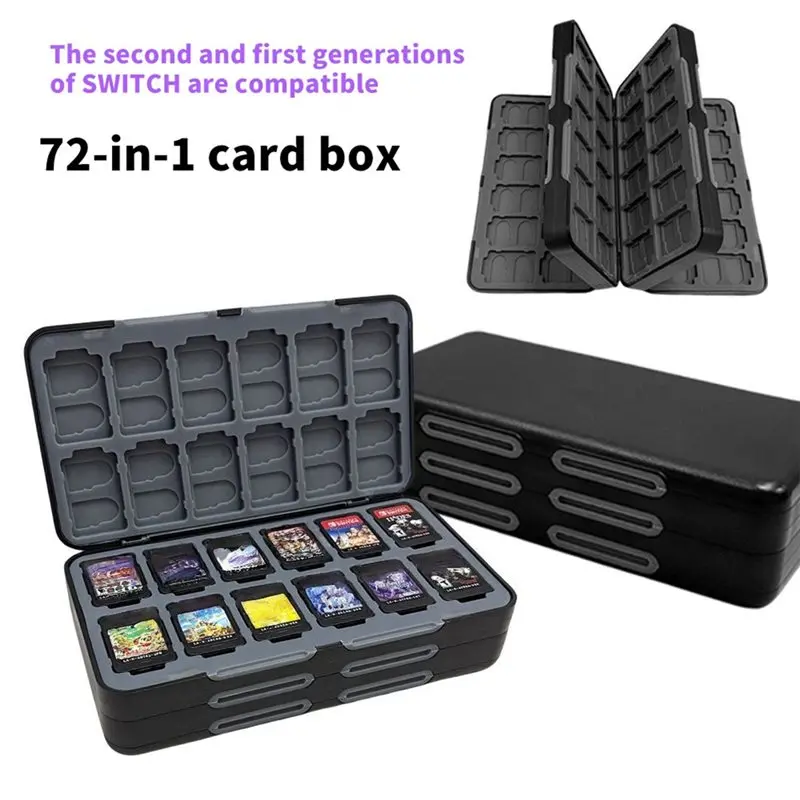 AA84 For Switch 2 72 Slots Game Holder Case Magnetic Protective Card Cartridge Storage Box Accessories For Switch