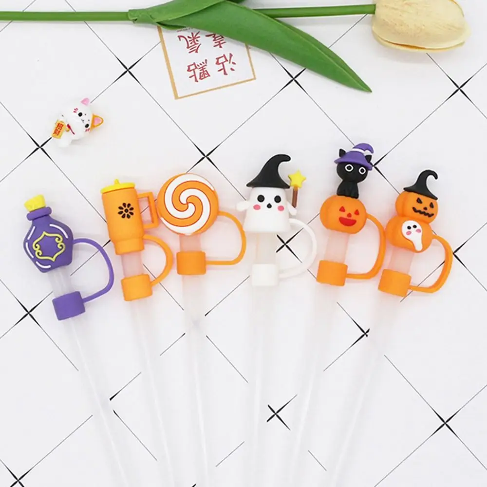 10mm New Halloween Straw Cap Silicone Splash-proof Straw Tips Cover Straws Accessories Reusable Straw Stoppers