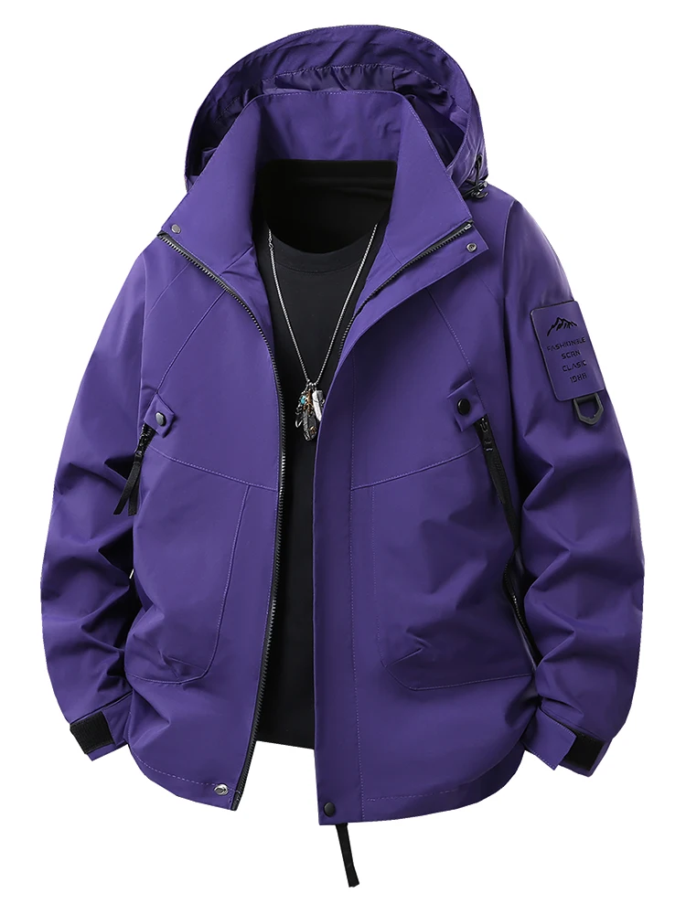 

Basic Style Male Outdoor Water Resistant Jacket Men Casual Camping Windbreaker Hiking Jacket Trekking Climbing Coat Zip Jacket
