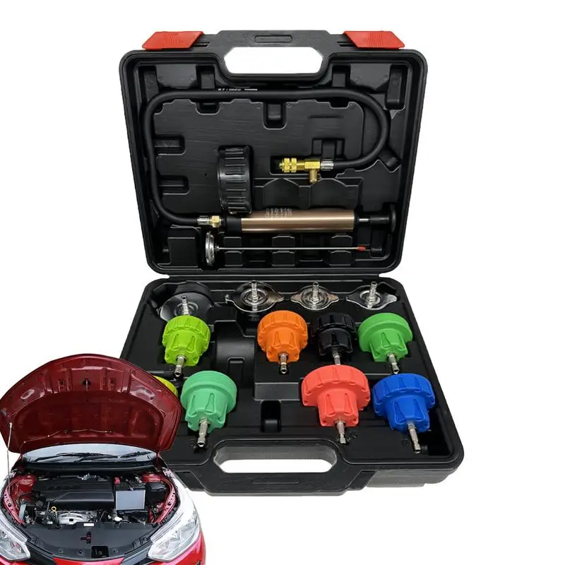 

Radiator Pressure Tester Kit Automotive Tool 14 Pieces Engine Compression Tester Radiator Vacuum Tool And Refill Kit For