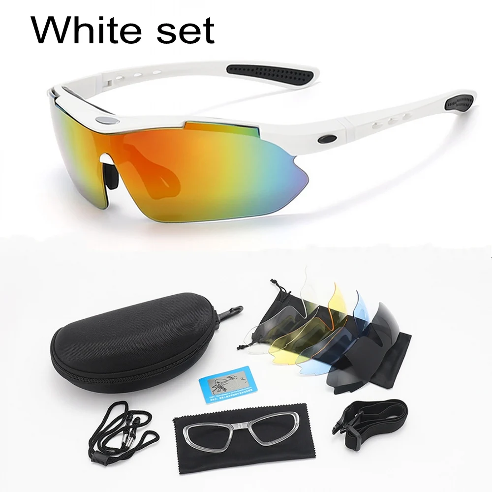 5 Lens Outdoor Cycling Glasses Set HD Dazzle Driving Fishing Glasses Outdoor Googles Windproof Bicycle Polarised Sunglasses