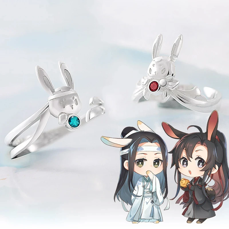 Anime Mo Dao Zu Shi Rabbit Ring Grandmaster Demonic Cultivation Unisex Adjustable Wei Wuxian Lan Wangji Cosplay Ring Accessories