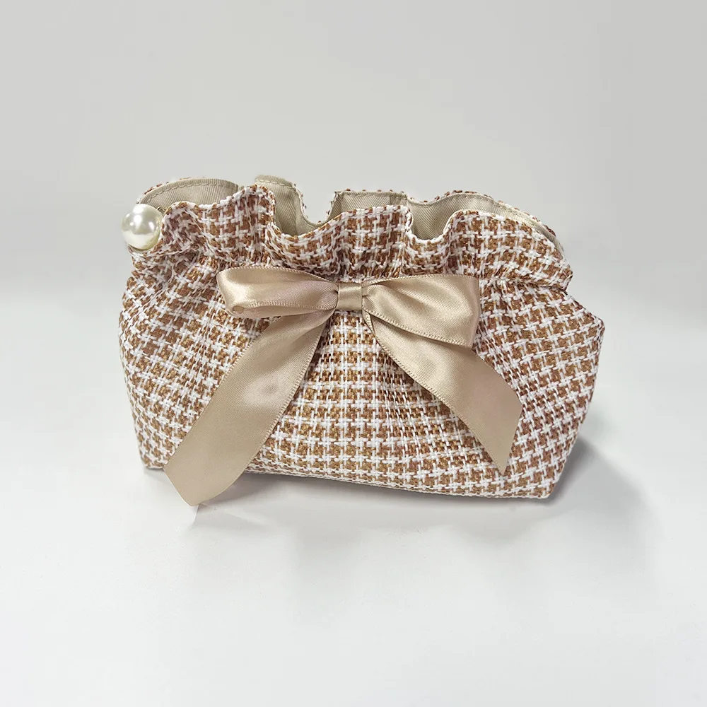 حقيبة مكياج شبكية مع عقدة على شكل فيونكة حقيبة يد بسحاب عالي الجودة لمنتجات العناية بالبشرة حقيبة تخزين حقيبة صغيرة للنساء حقيبة تخزين للسفر #2