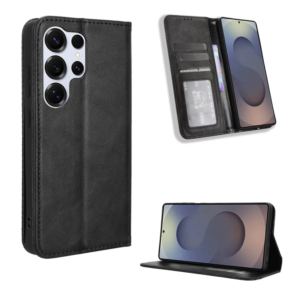 For Samsung Galaxy S26 Plus Ultra Edge 5G Luxury Flip PU Leather Wallet Magnetic Adsorption Case For SamsungS26 S 26 Phone Bag