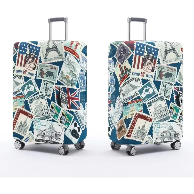 Stamp Luggage Cover Washable Suitcase Cover Suitcase Protector Anti-scratch Suitcase Cover Fits 22-32 Inch Luggage