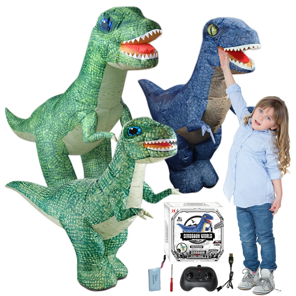 Electric Remote Control Inflatable Dinosaur Toy Realistic RC Jurassic Giant Dinosaur Toy Decompression Educational Gifts for Kid