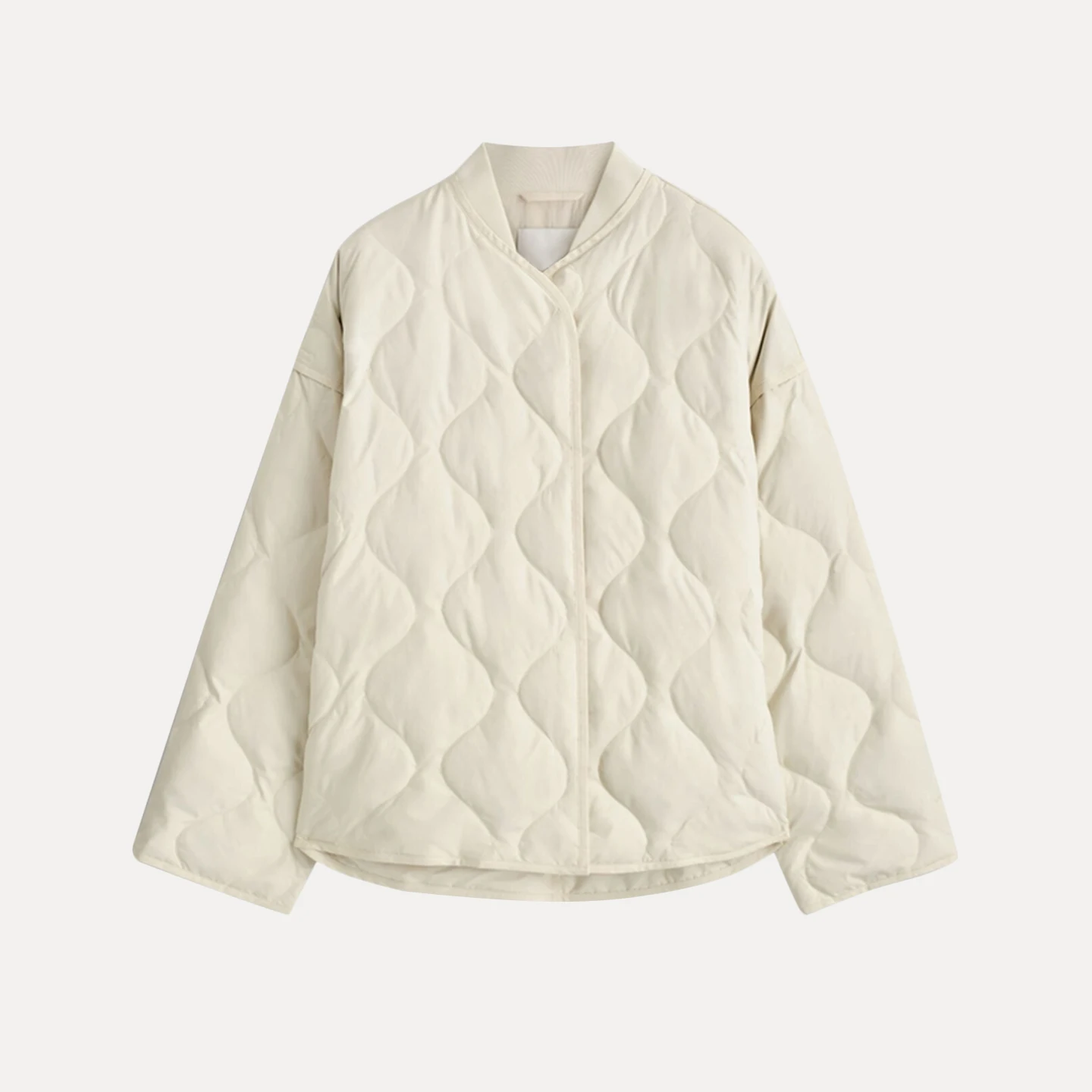 패셔너블한 퀼팅 아우터웨어 여성용 봄 가을 다이아몬드 패턴 텍스처 스탠다드 핏 긴 소매 야구 칼라 코트