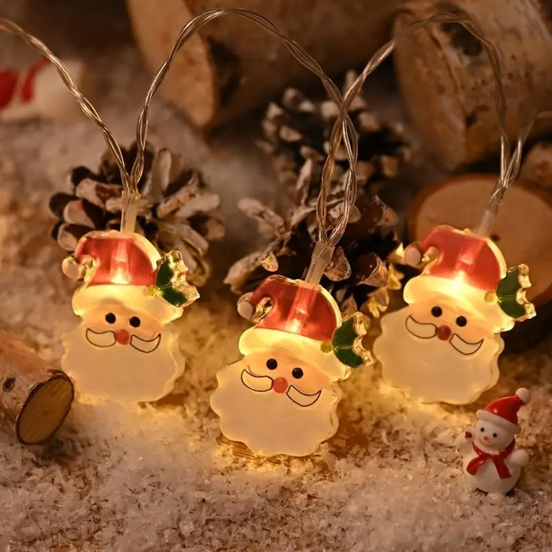 LED Holiday Atmosphere String Lights Christmas Tree Snowman Santa Claus Indoor Decorative Battery Box Light String