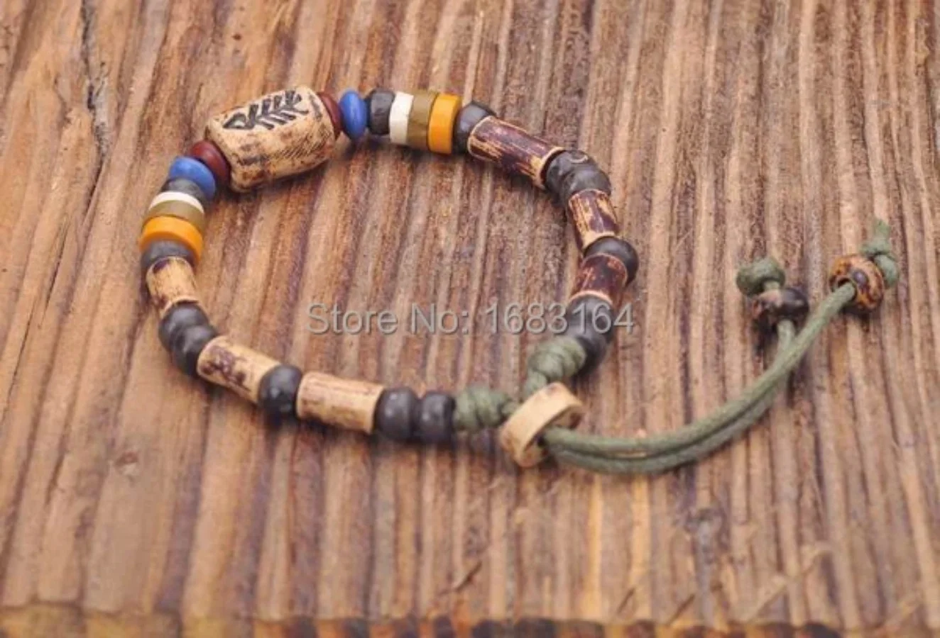 G164 B Handmade Craft Hemp Surfer Wristband Bracelet Bangle Ceramic Clay Beads Mens