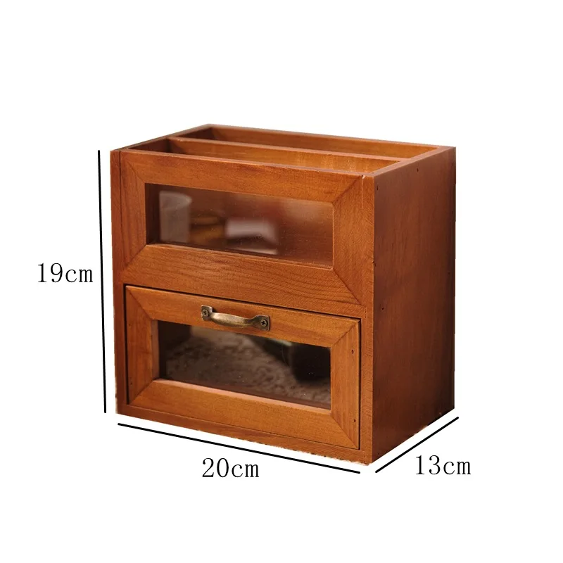 Retro simple style makeup brush storage desktop remote control storage box Desk storage shelf desktop storage box