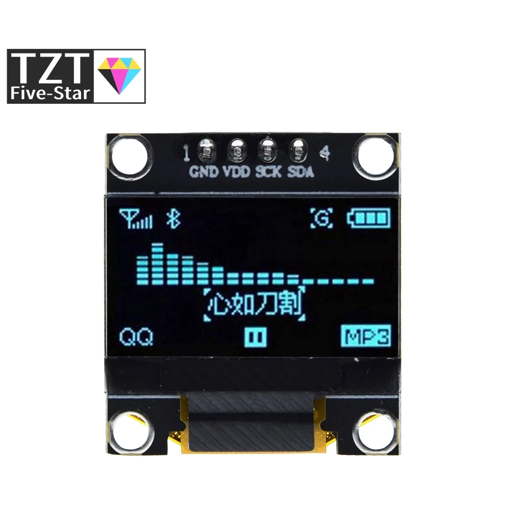 TZT 0,96 pulgadas IIC SPI serie 7/4 pines blanco/azul/amarillo azul/amarillo módulo de pantalla OLED SSD1306 12864 placa de pantalla LCD para Arduino