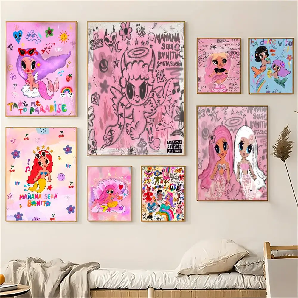 K-Karol G-G Female Singer Poster Wall Art Poster Sticker For Living Room Bar Bedroom Home Decoration