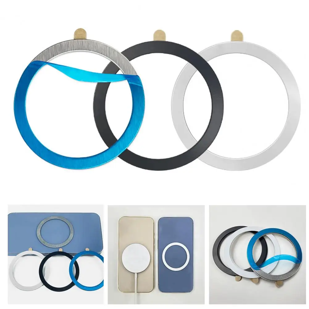 3Pcs Stainless Steel Magnetic Rings Universal Metal Magnetic Conversion Kit Fast & Easy Wireless Charging Magnetic Mount Ring Ph