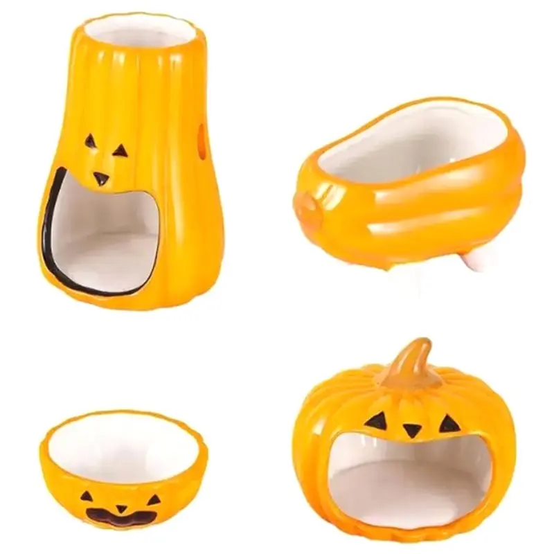Cartoon Style Bathtub Cute Hamster Nest 4Pcs Food Bowl Cooling Bath Set Daily Necessities Pumpkin Design-AT64