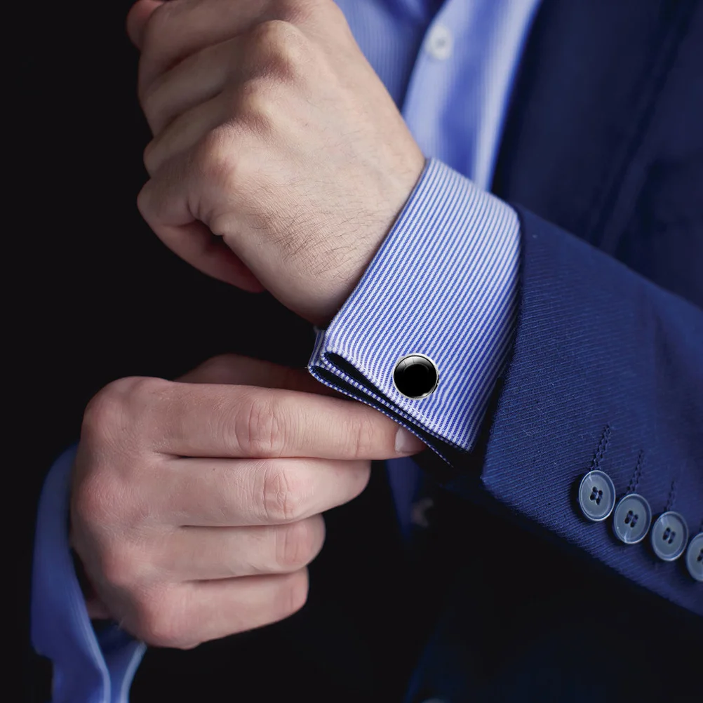 حرف P زجاجي الكفة وصلة الأكمام زر جولة مادة النحاس سطح أملس سهلة التنظيف خفيفة الوزن دائم الرجال الملابس طوق #6