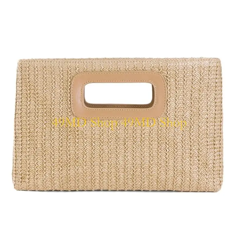 49MD Top Handle Clutch Handbags for Women,Straw Evening Bag Purses Handbag Shoulder Crossbody Purse with Gold Chain Gifts