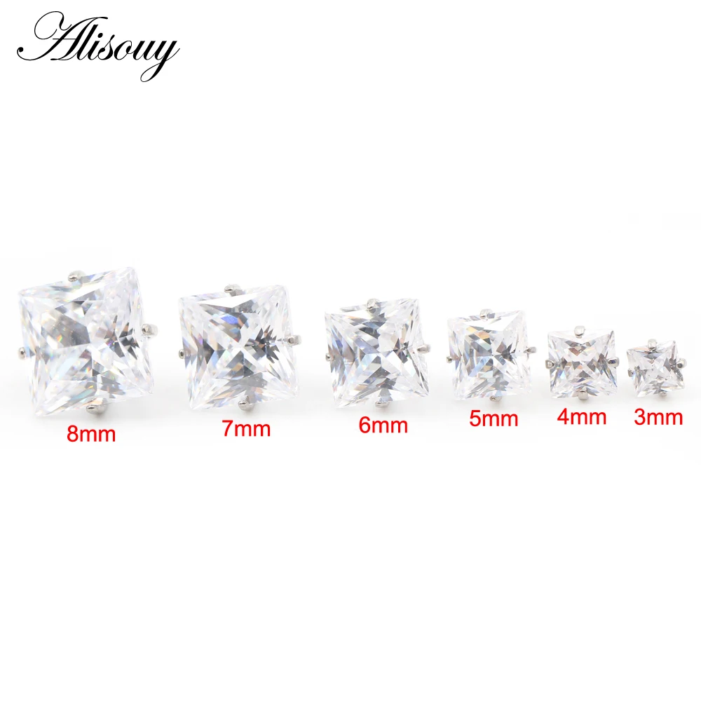 G23 Titanium Externally Thread Square Zircon Lip Labret Rings