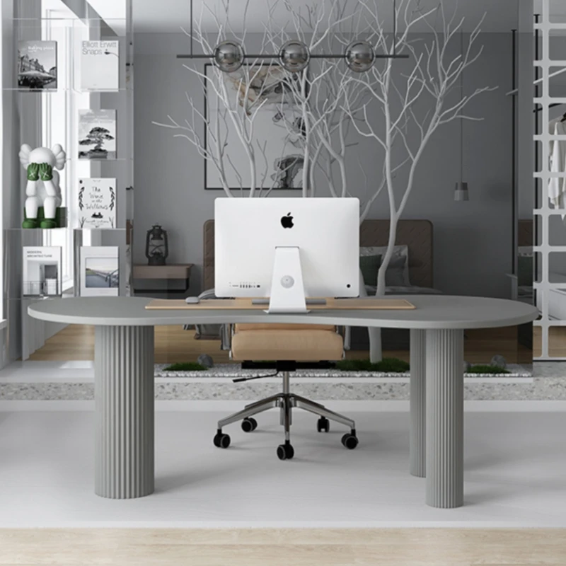 Nordic solid wood paint computer desk desk home design desk simple modern boss table special-shaped long table