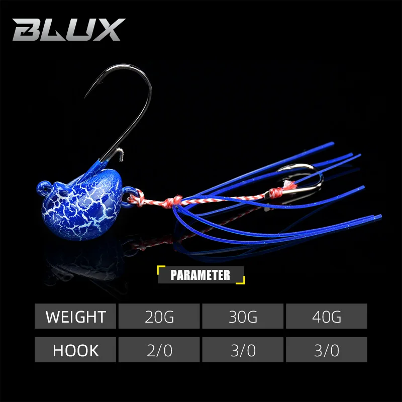 BLUX 20g 30g 40g 60g 3pcs/Lot DEEP CONTROL UP Tenya Madai Jig Kabura Saltwater Fishing Lure Jighead Sea Bait Shrimp Rubber Skirt