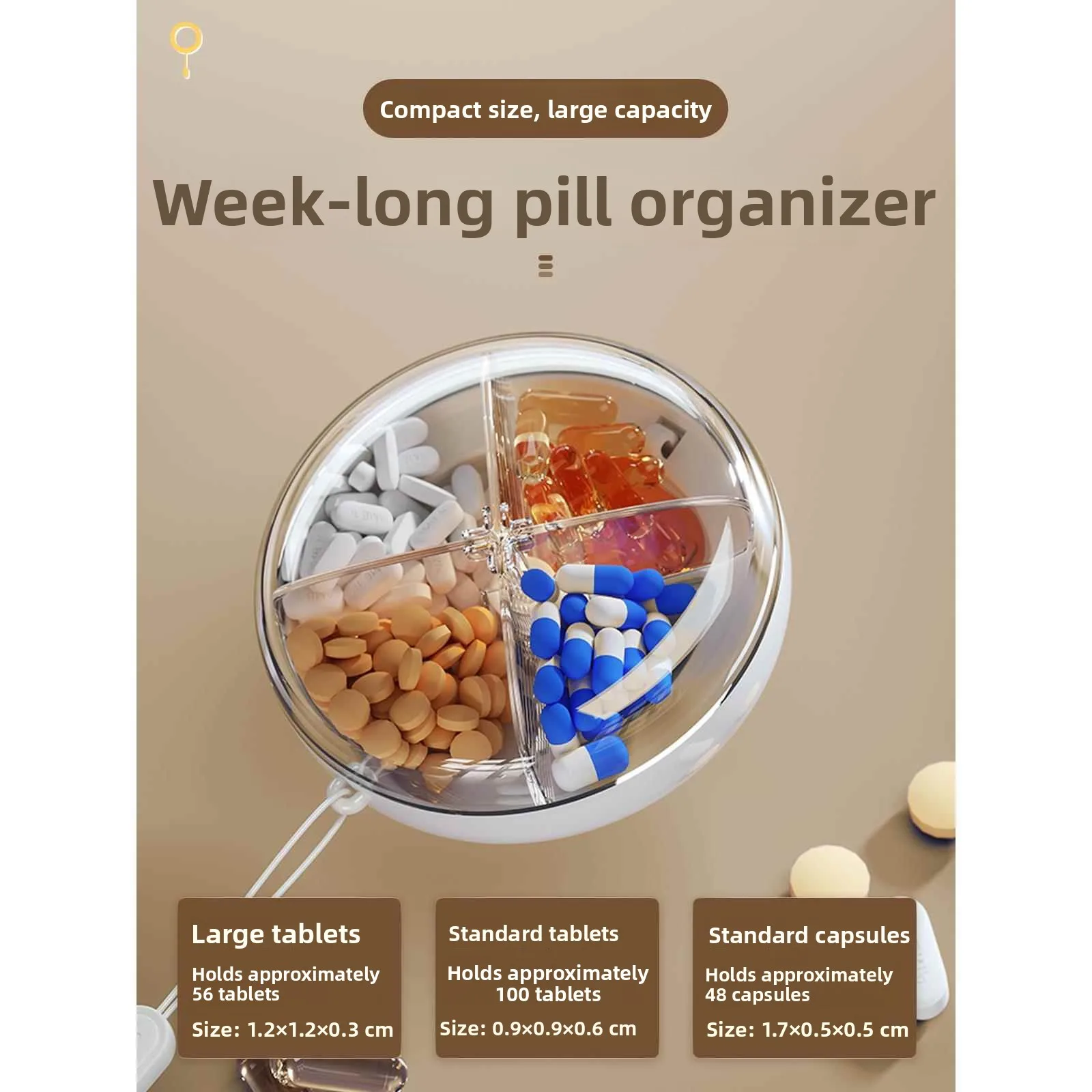 Portable  Pill Box Travel Sealed Moisture Proof Light Proof Pill Organizer Compartmentalized Storage Case for Medicine