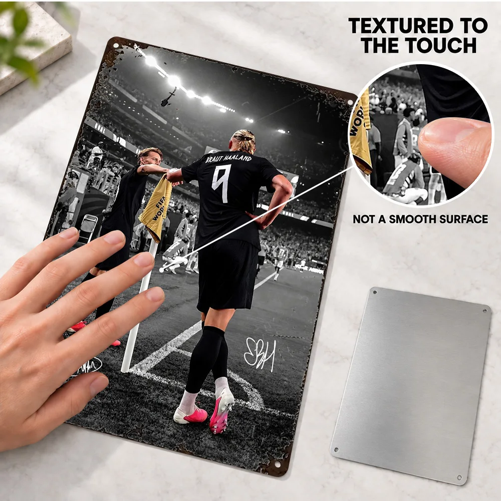 Erling Haaland And Martin Odegaard Football Players Aluminum Poster Personalized Metal Sign Cinematic Style Wall Art For Bedroom