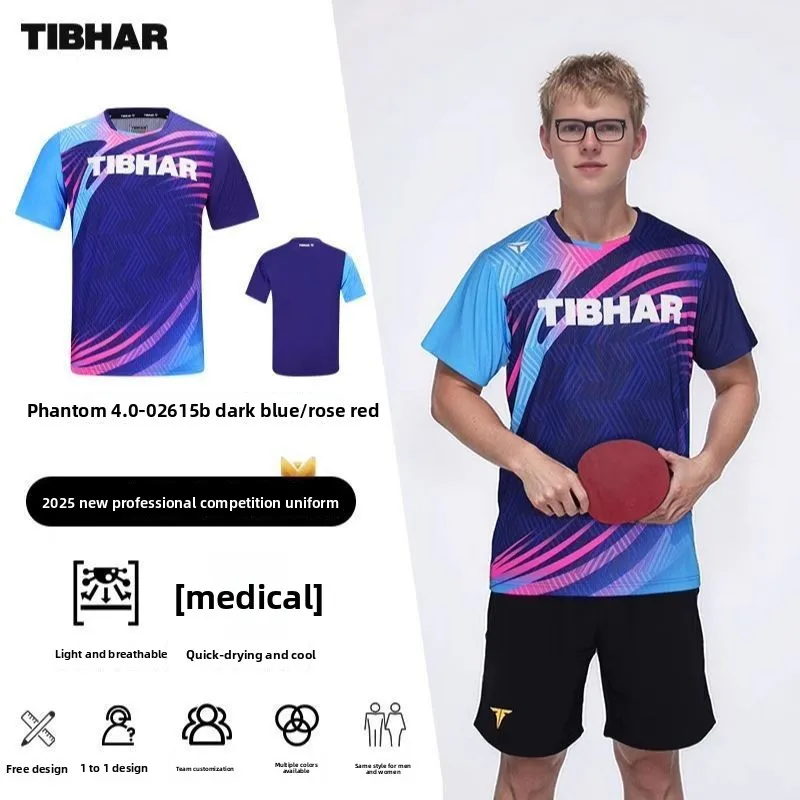 TIBHAR Dance 4.0 Table Tennis Training Shirt - New Style Quick-Drying Jersey for Children, Adults, Men, and Women