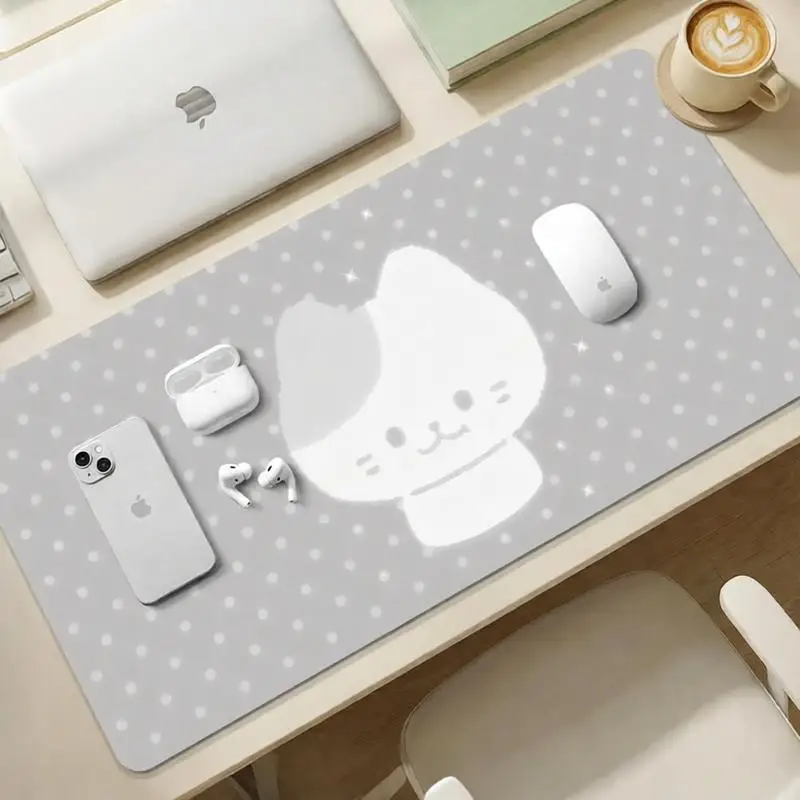 Cartoon Cat Girl Large Leather Mouse Pad Super Large Computer Table Mat Desk Pad Customization Decoration Office Dormitory Mat