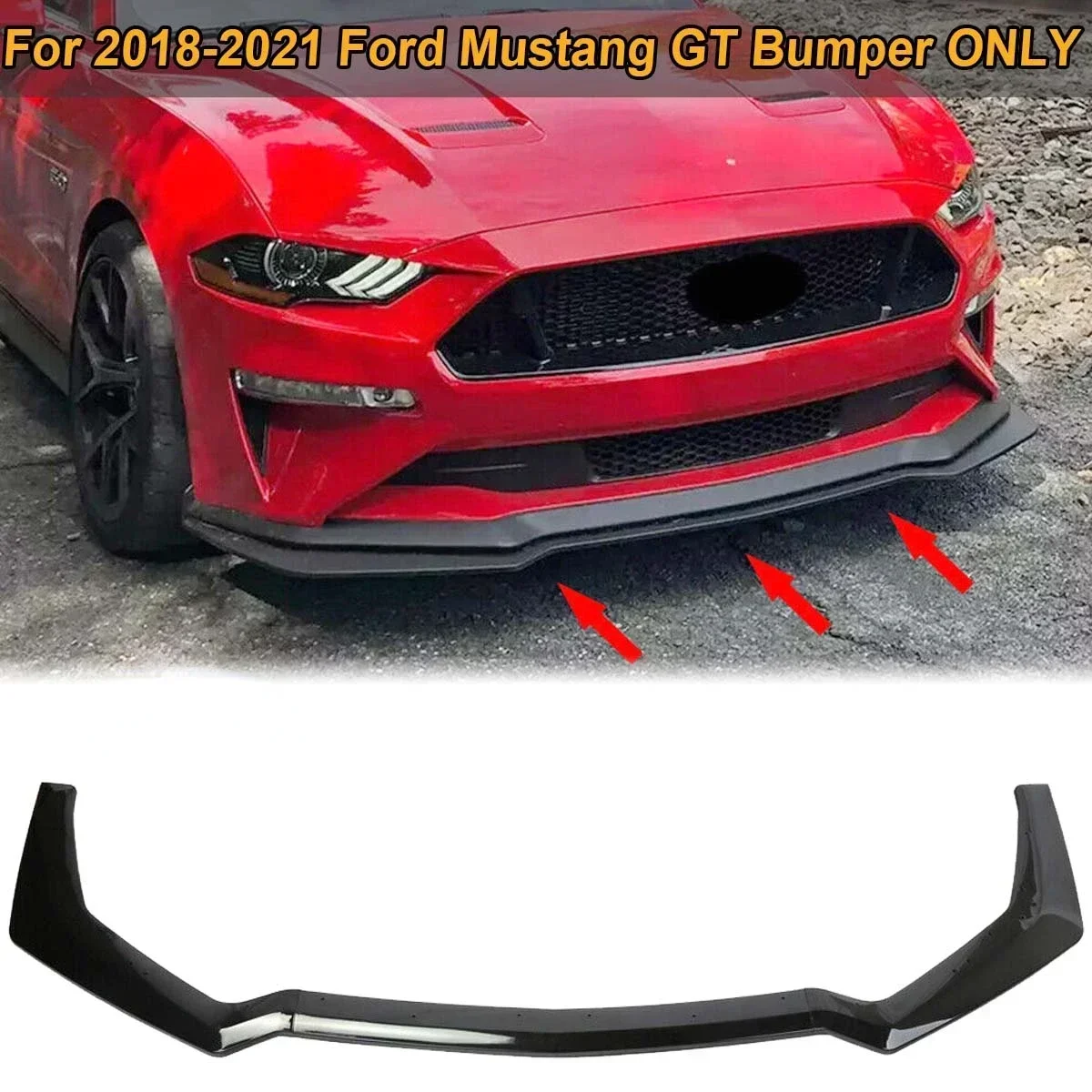 Front Bumper Lip Spoiler Side Splitter Body Kit Guards For Ford Mustang GT Ecoboost ONLY 2018 2019 2020 2021 Car Accessories