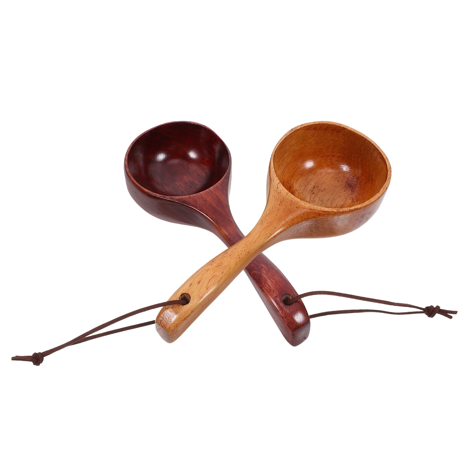 

2pcs Wooden Long Handle Large Size Kitchen Spoon For Cooking Serving Stirring Natural Wood Ladle Sturdy Household Restaurant Use