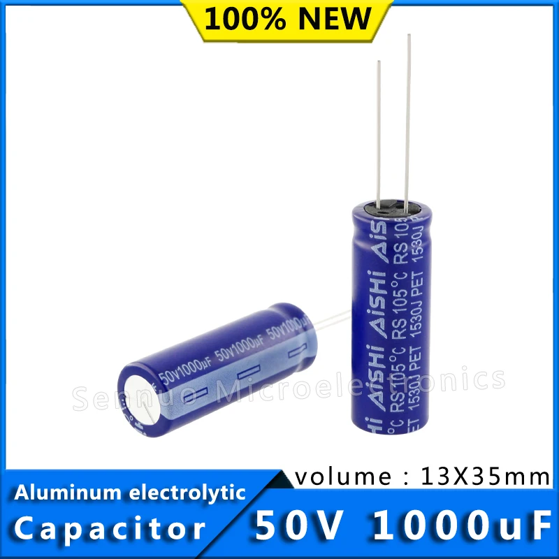 5Pcs 50V 1000UF 13*3513x35 mm Aluminum Electrolytic Capacitor High Temperature Resistant 105° High Frequency Low Resistance