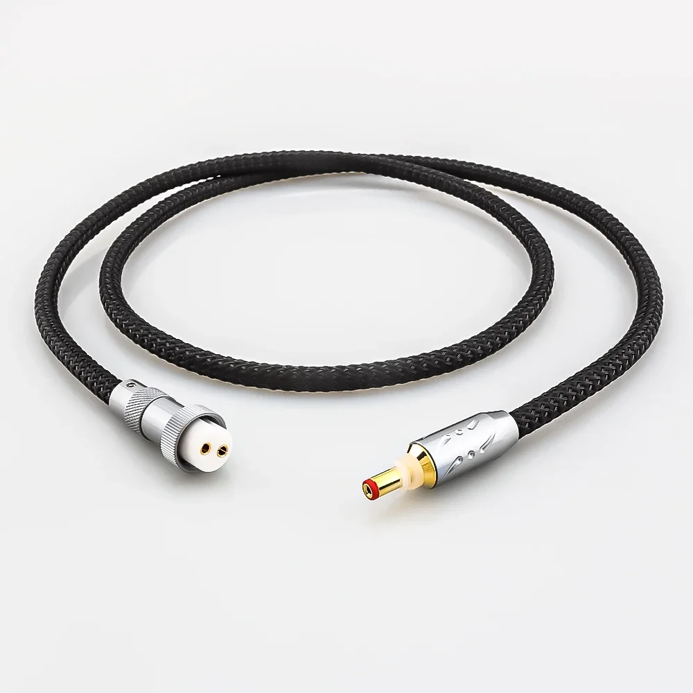 Aouyade 100% Pure Solid Silver DC Cable Aviation Plug GX16-2 Core to DC Plug 5.5mm*2.1mm/2.5mm linear power Output DC Line