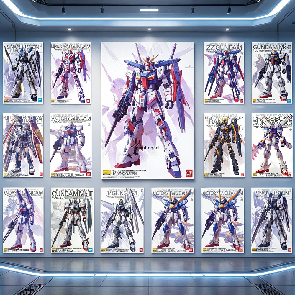 Mobile Suit Gundam RX-78-2 Zaku II Char Aznable Canvas Painting Anime Wall Room Posters Prints Home Decor Aesthetic Vintage Gift