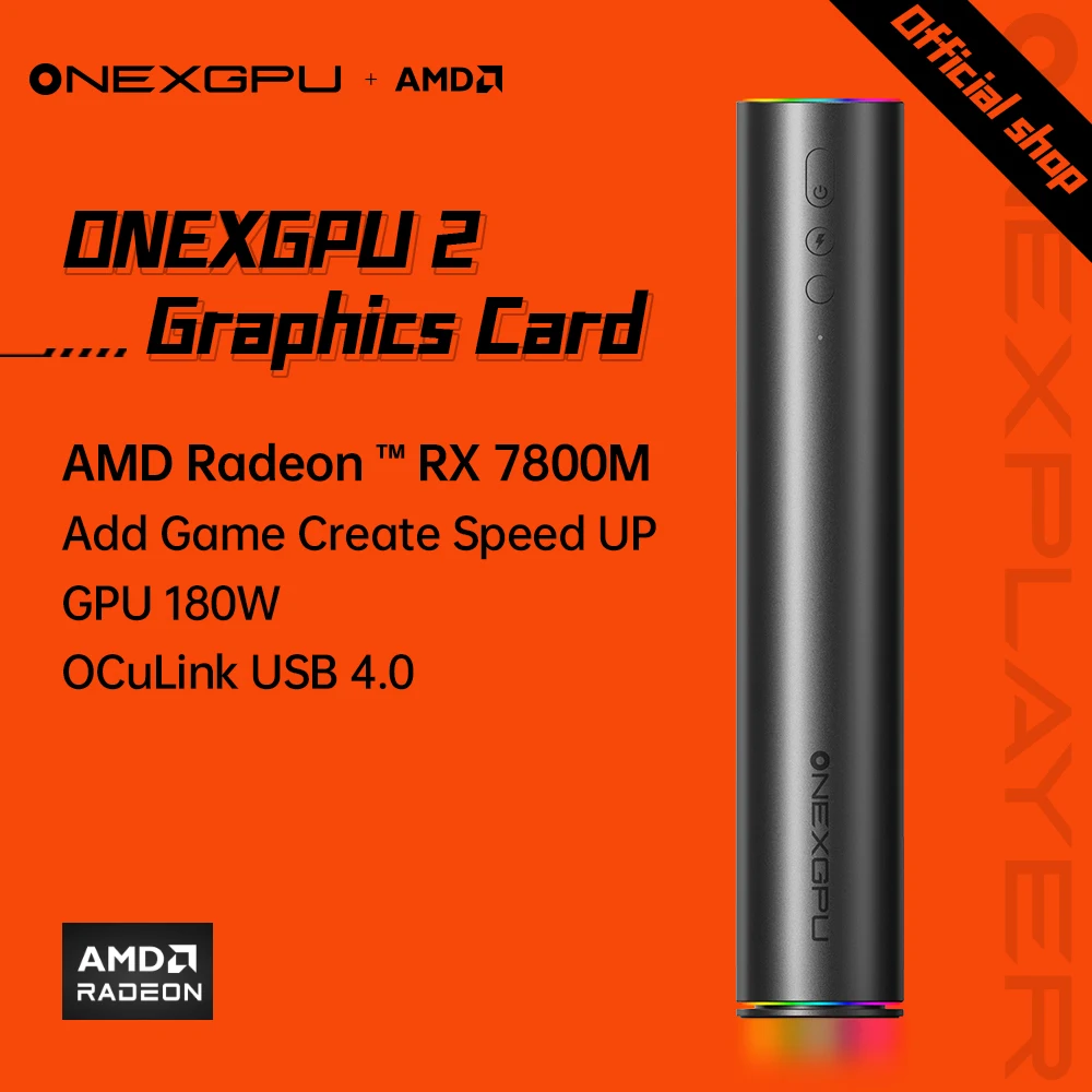 OneXPlayer ONEXGPU 2 Graphics Card With AMD Radeon RX 7800M Ultimate EGPU USB 4.0 Oculink 12G 180W Expansion Dock 3A Game Office