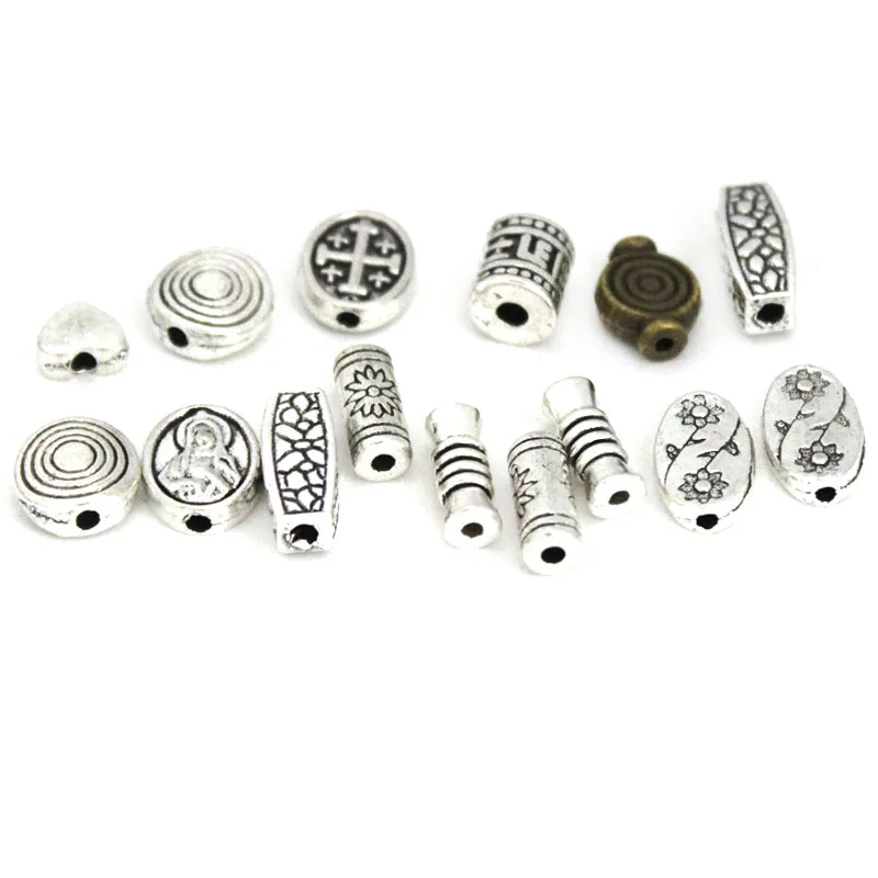 20Pcs Antique Tibetan Silver Metal Beads Accessories Tube Spacer Beads Small Hole Beads For Jewelry Making DIY Jewelry Findings