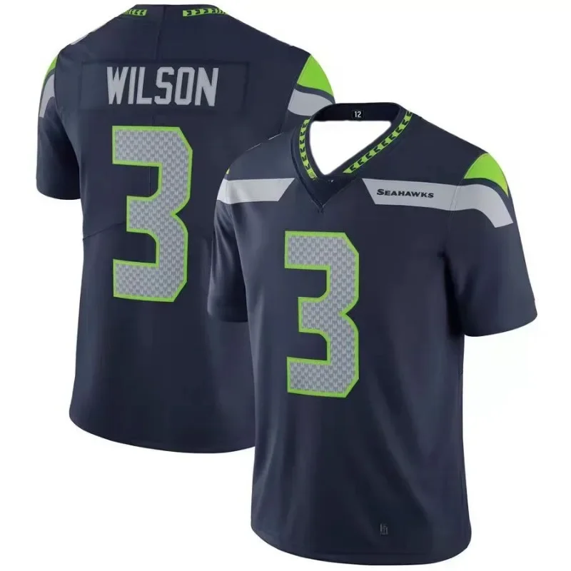 NFL Seattle Seahawks Player Jersey Sports Casual Short Sleeved Men's Training Fitness T-shirt Comfortable and Breathable