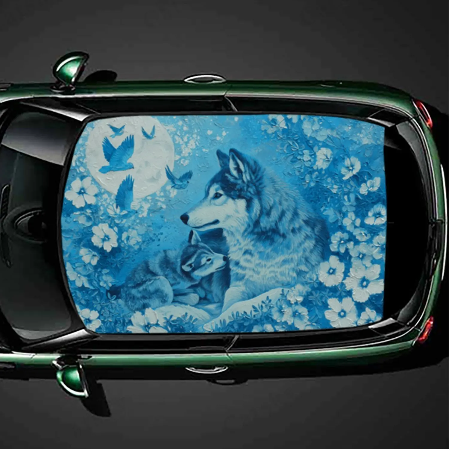 

Serene Tender Wolf Cub Moonlit наклейка на крышу автомобиля ПВХ самоводонепроницаемая палка, яркие авто внешние аксессуары украшения Protec