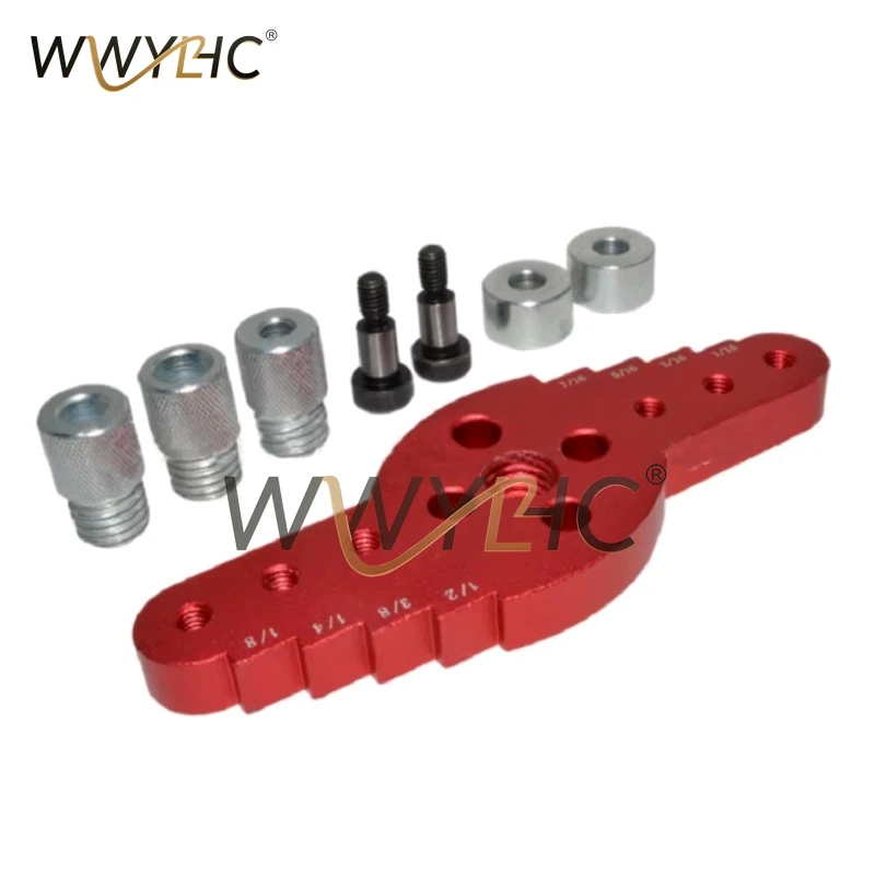 2‑in‑1 Woodworking Center Drilling & Marking Locator, Imperial Scriber Hole‑Punch Guide Jig 6/8/10mm