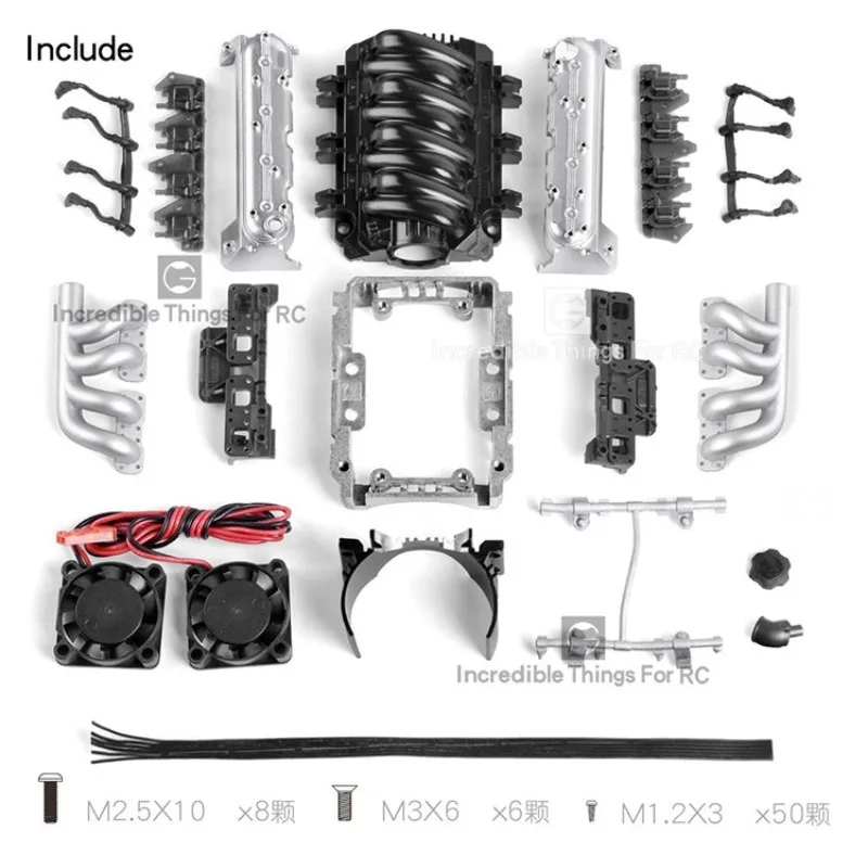Ls7 V8 Simulate Radiator Cooling Fan Electric Engine Motor For 1:10 Rc Car Axial Scx10 90046 Trx4 Ls7 V8 Engine