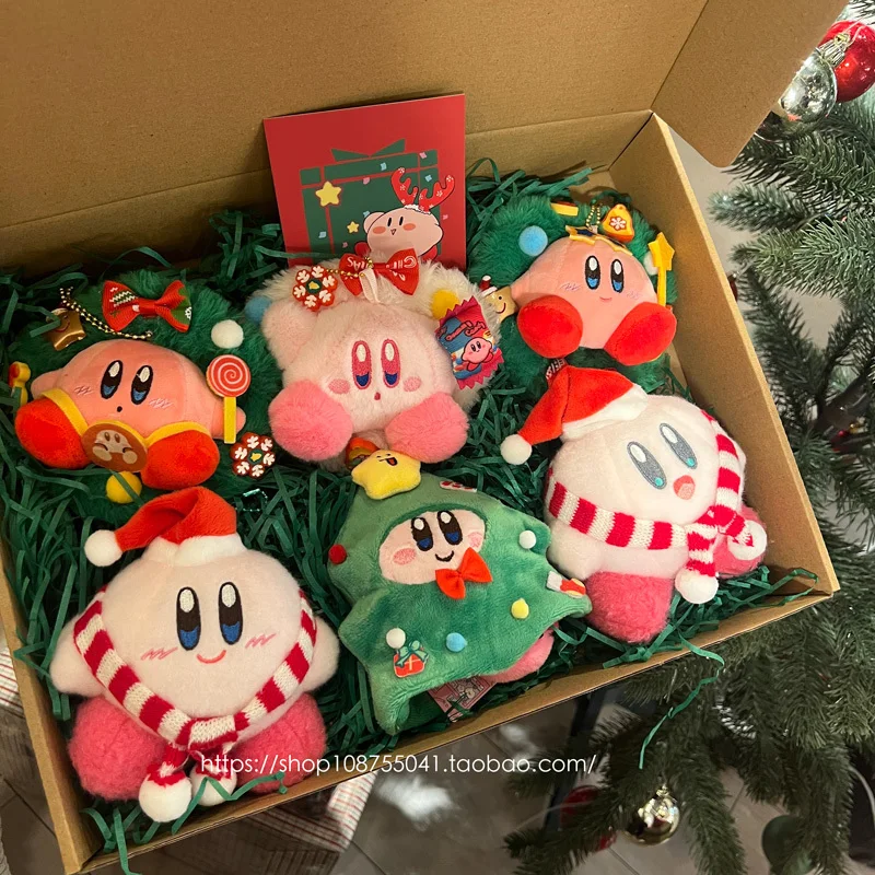 Christmas Tree Kirby Series Plush Doll Pendent Cartoon Blind Box Figures Model Bag Pendent Ornament Dolls Decor Christmas Gifts