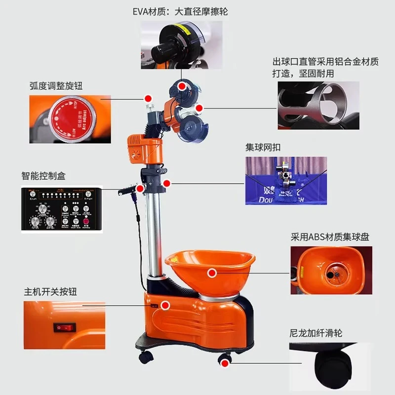 E6 Home Automatic Table Tennis Ball Machine Double Fish Design with Recycling Robot for Training