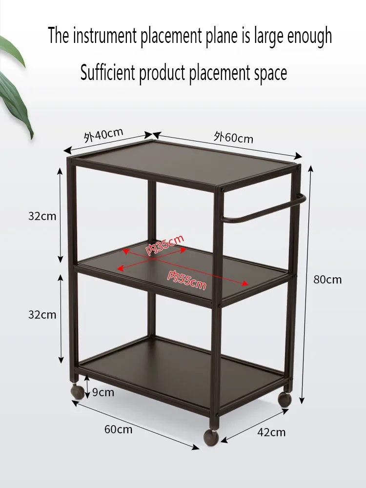 Furniture Cart Beauty Salon Trolley Three Floor Hairdressing Rack Barber Shop Tool Cart Instrument Rack Bathroom Glass Shelf