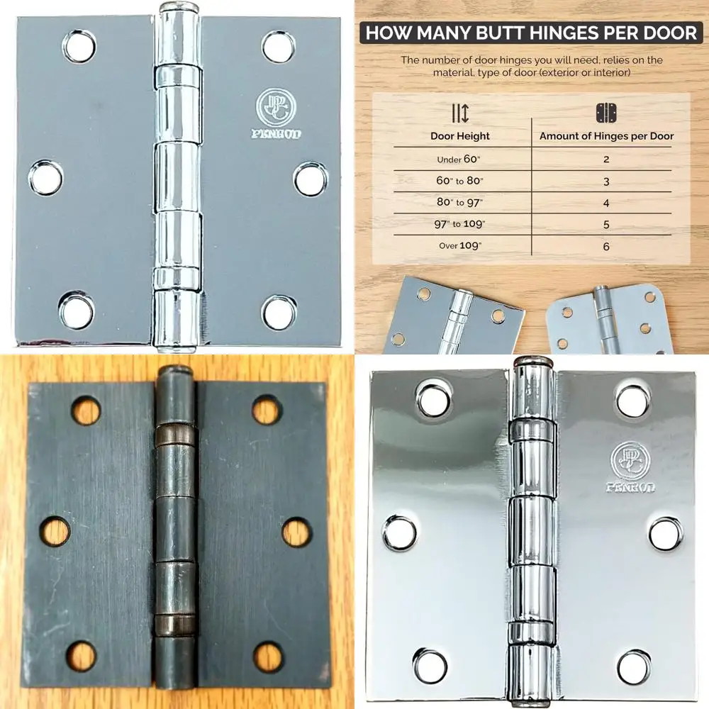 

Сверхмощные стальные шарикоподшипниковые петли со съемным штифтом, квадратный угол 3,5 дюйма, полированный хром, 12 шт. в упаковке для установки дверей