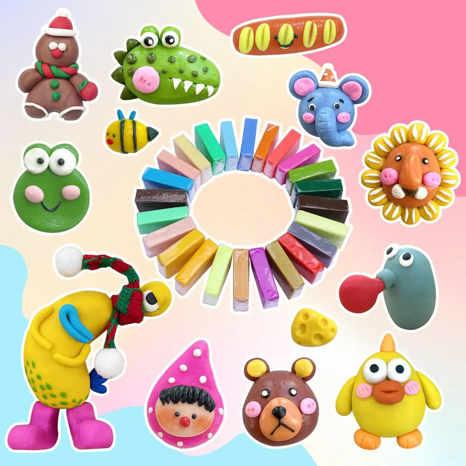 ดินปั้น 24 สี ดินปั้นแข็งตัวเอง ของเล่นเด็ก ดินปั้นสำหรับทุกเพศทุกวัย ใช้ได้ที่บ้าน โรงเรียน ห้องเรียน ศิลปะ