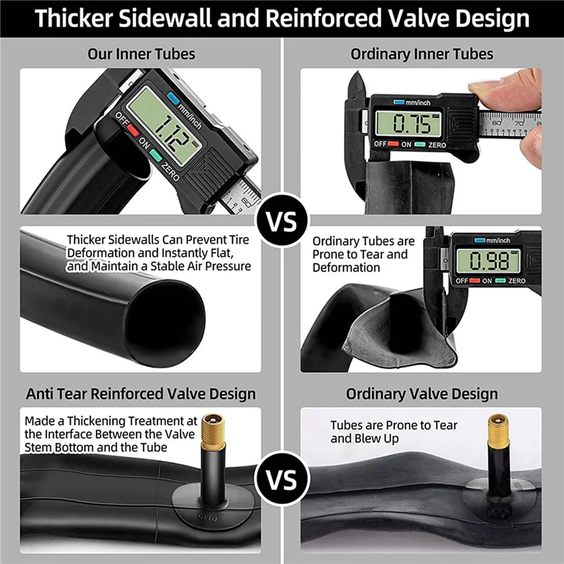 4 قطعة أنابيب الدراجة ل 26 بوصة X 1.75/1.95/2.10/2.125 إطار دراجة ، الأنبوب الداخلي للدراجة الجبلية مع صمام شريدر دراجة الملحقات