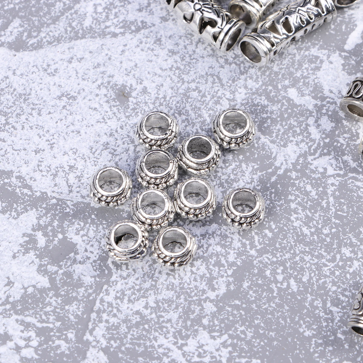 

60pcs Alloy Hair Cuffs Braiding Beads Anti-Rust Braid Rings For Festival Party Decoration Diy Necklace Bracelet Making
