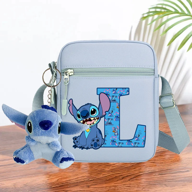 Disney Stitch Shoulder Bag Girls Boys Anime Letter A-Z Messenger Pouch Women Outdoor Sport Travel Wallet Fashion Handbag Gift